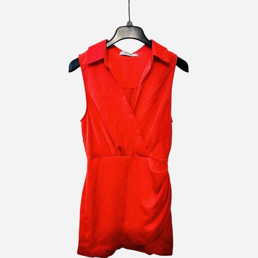 DO+BE Orange Sleeveless Collared Dress Chic Minimalist Summer Shift‎ Preppy Y2K